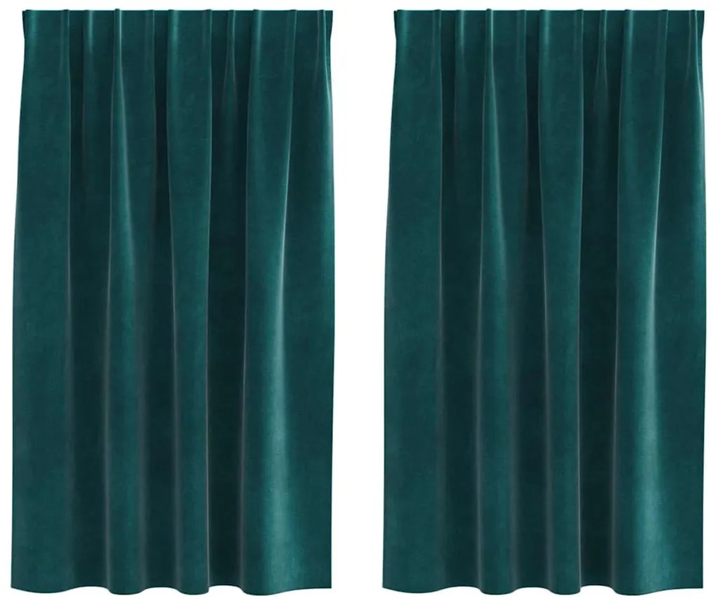 vidaXL Κουρτίνες 2 pcs Σκούρο πράσινο 140 x 140 cm Βελούδο