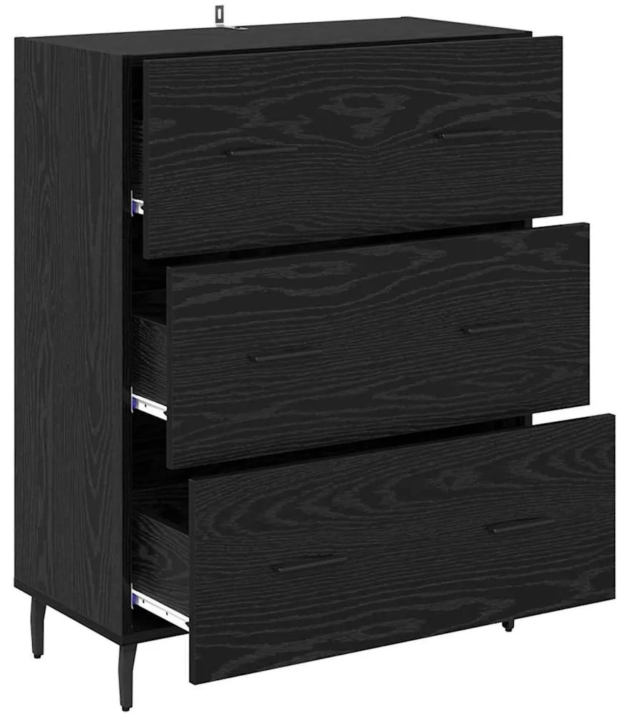 vidaXL Πλαϊνό γραφείο με συρτάρι Μαύρη Οξυά 69,5 x 34 x 90 εκ.