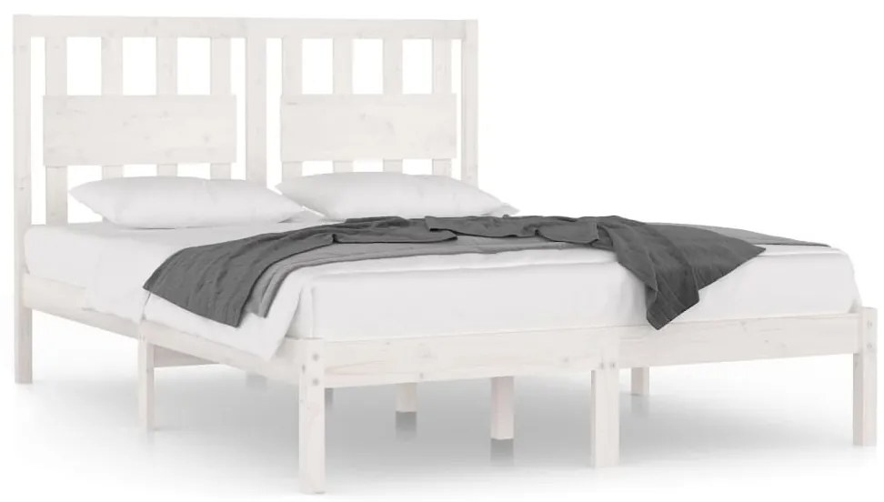 vidaXL Πλαίσιο Κρεβατιού Λευκό 120x190 εκ Μασίφ Πεύκο Small Double