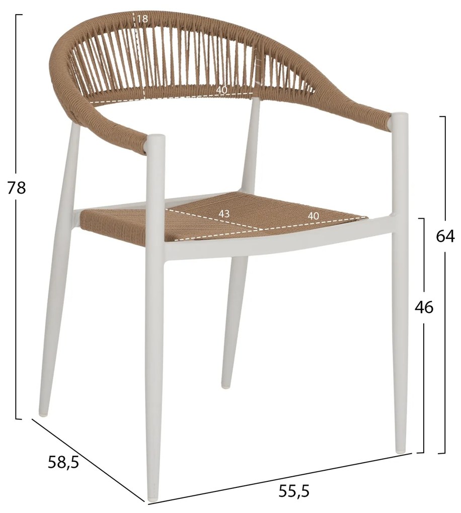 ΠΟΛΥΘΡΟΝΑ ΑΛΟΥΜΙΝΙΟΥ ΛΕΥΚΗ PΕ RATTAN ΜΠΕΖ HM5854.01 55.5x58.5x78 εκ. (1 Τεμμάχια)