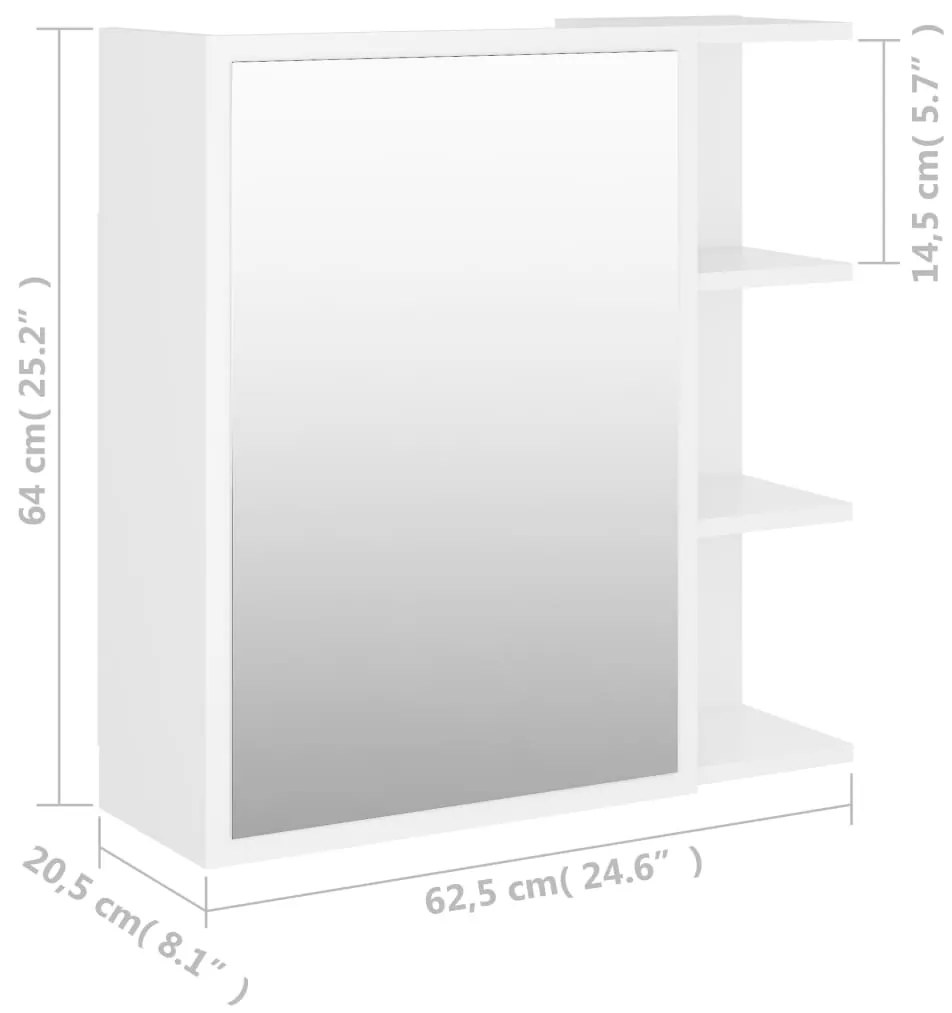 Καθρέφτης Μπάνιου Λευκός 62,5 x 20,5 x 64 εκ. από Επεξ. Ξύλο - Λευκό