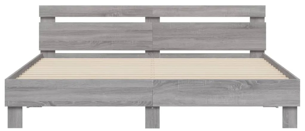 vidaXL Πλαίσιο Κρεβατιού με Κεφαλάρι Γκρι Sonoma 200x200εκ. Επεξ. Ξύλο