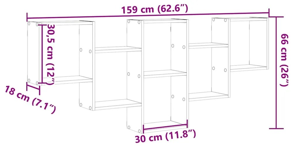 Ράφι τοίχου Καπνιστή βελανιδιά 159x18x66 cm Κατασκευασμένο ξύλο - Καφέ