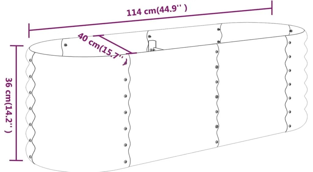 vidaXL Ζαρντινιέρα Υπερυψωμένη Ασημί 114x40x36 εκ. Ατσάλι Ηλεκτρ. Βαφή