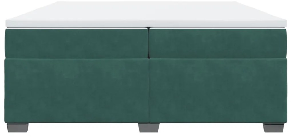 vidaXL Κρεβάτι Boxspring με Στρώμα Σκούρο Πράσινο 200x200εκ. Βελούδινο