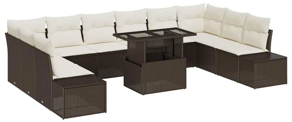 vidaXL Σετ Καναπέ Κήπου 11 pcs Καφέ και κρεμ 100 x 55 x 73 εκ