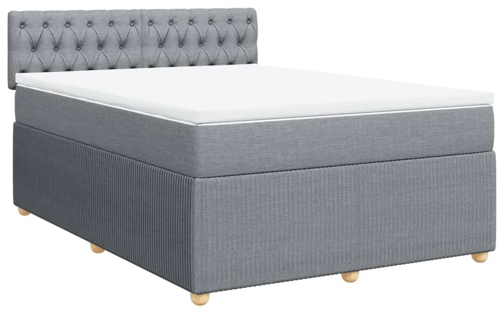 vidaXL Κρεβάτι Boxspring με Στρώμα Ανοιχτό Γκρι 140x200 εκ. Υφασμάτινο