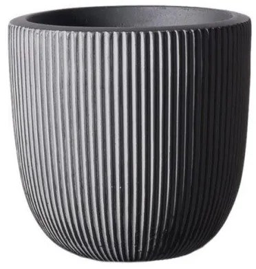 Γλάστρα Πήλινη Στρογγυλή Stripe Γκρι XL 44x44x36,5 εκ. D-4940-8 Supergreens-D-4940-8-Γκρι D-4940-8