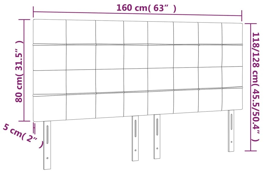 vidaXL Κεφαλάρι Κρεβατιού LED Μαύρο 160x5x118/128 εκ. Υφασμάτινο