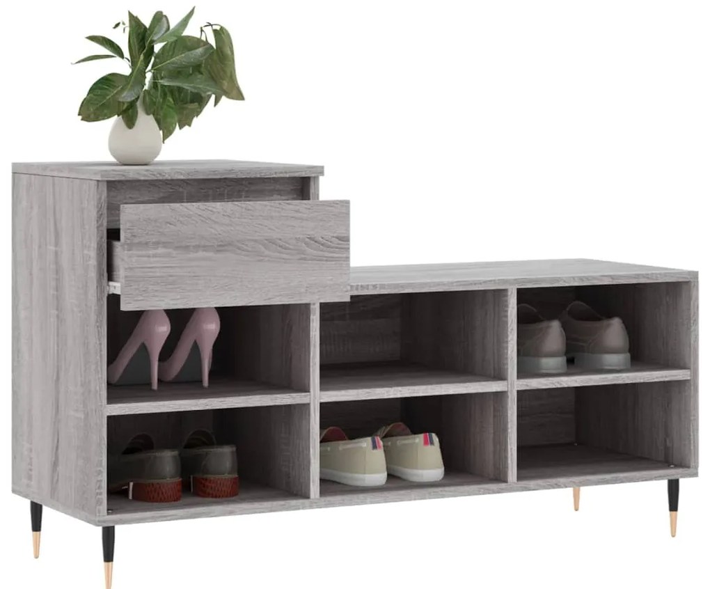 vidaXL Παπουτσοθήκη Γκρι Sonoma 102x36x60 εκ. από Επεξεργασμένο Ξύλο