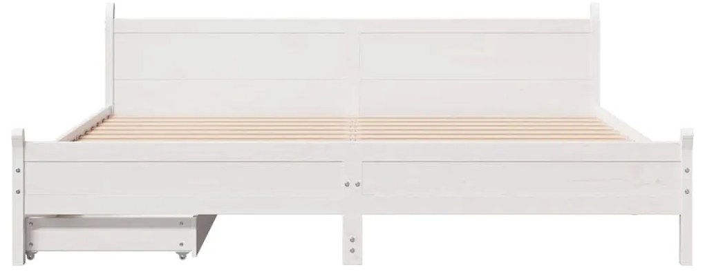 vidaXL Σκελετός Κρεβ. Χωρίς Στρώμα Λευκό 200x200 εκ Μασίφ Πεύκο