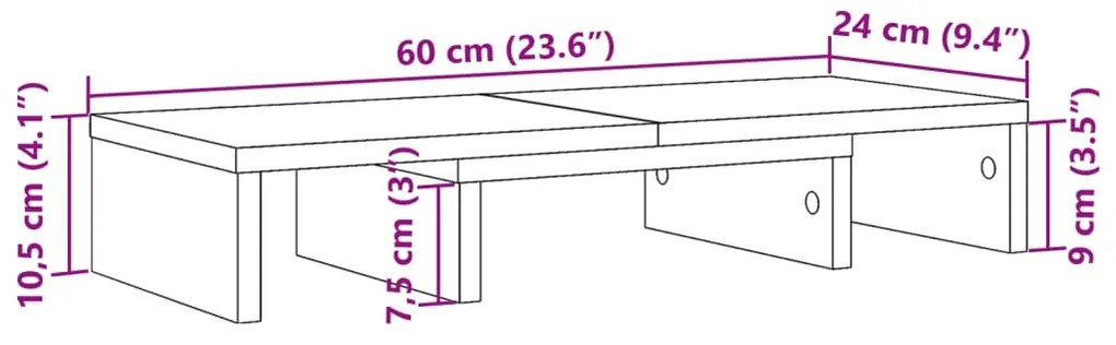 Βάση Οθόνης Ρυθμιζ. Αρτισιανή Δρυς 60x24x10,5 εκ. Επεξεργ. Ξύλο - Καφέ