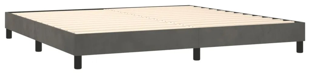 Κρεβάτι Boxspring με Στρώμα Σκούρο Γκρι 200x200 εκ. Βελούδινο - Γκρι