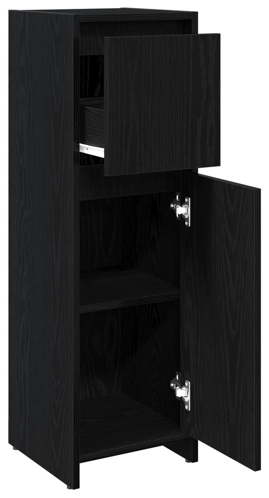 vidaXL Μαύρο Ντουλάπι Μπάνιου Δρύς 30x30x95 εκ. από Επεξεργασμένο Ξύλο