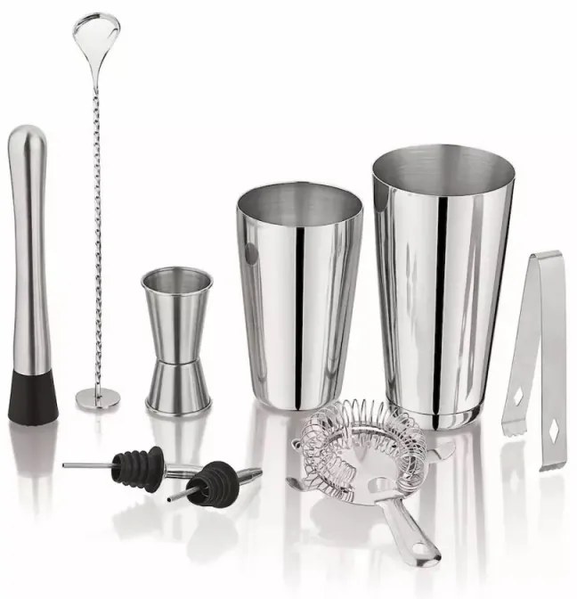 Σετ κοκτέιλ Kinghoff KH 1708, 9 τεμαχίων, 600/750 ml, Inox