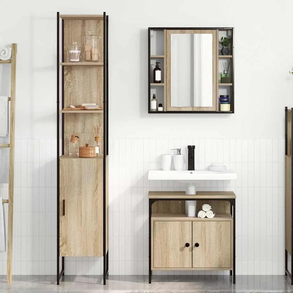 vidaXL Σετ Επίπλων Μπάνιου 3 pcs Sonoma Δρυς 33 x 33 x 185.5 εκ