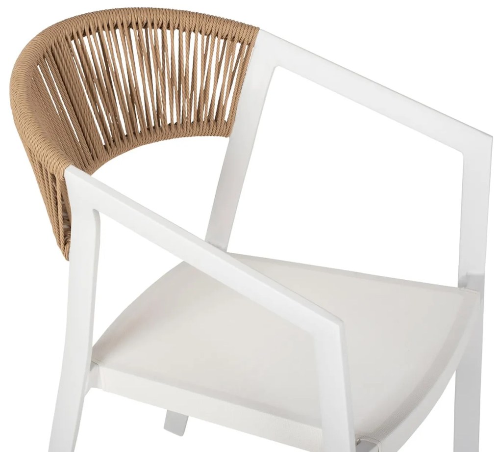 Καρέκλα - Πολυθρόνα MIRI C5891.22 Αλουμινίου Σκελετός - Textline Λευκό και Rattan Μπέζ 57x63x82Υ εκ. 57x63x82 εκ.