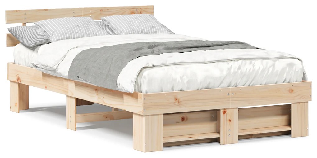 vidaXL Σκελετός Κρεβατιού Καφέ 140 x 190 cm Συμπαγές ξύλο πεύκου