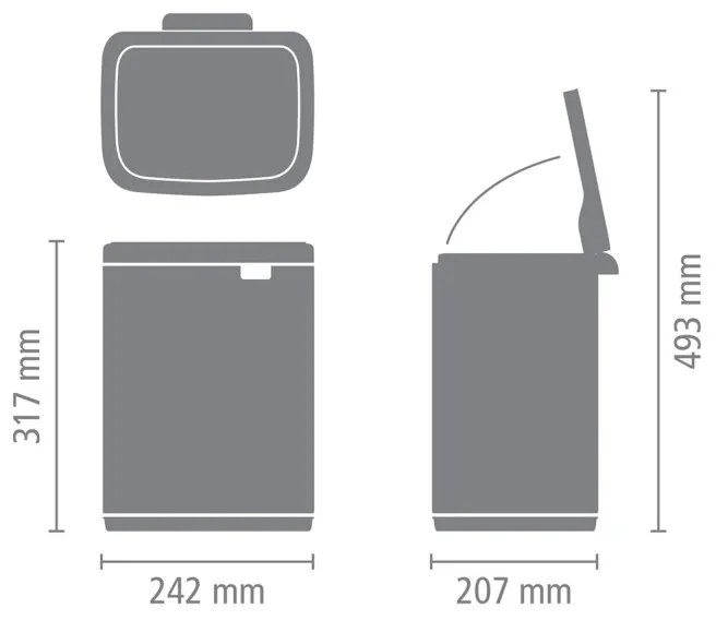 Κάδος Brabantia Bo Small 1006629, 7 L, Ομαλό και αθόρυβο άνοιγμα, Αντιολισθητική βάση, Μαύρο