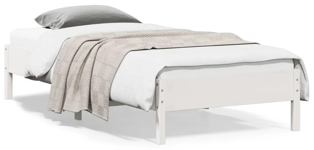 Σκελετός Κρεβατιού Χωρίς Στρώμα Λευκό 100x200 εκ. Μασίφ Πεύκο