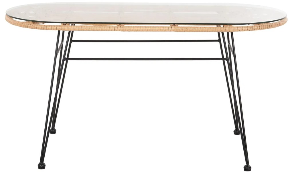 ΤΡΑΠΕΖΙ ΟΒΑΛ ΧΑΜΗΛΟ ALLEGRA ΜΠΕΖ WICKER-ΜΑΥΡΟ ΜΕΤΑΛΛΟ 100x45x51,5Υεκ.