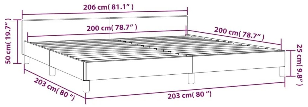 Σκελετός Κρεβατιού Χωρίς Στρώμα Αν. Γκρι 200x200 εκ. Βελούδινο - Γκρι