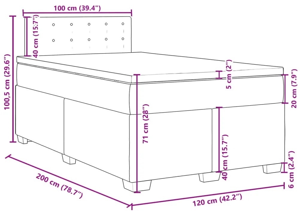 Κρεβάτι Boxspring με Στρώμα Taupe 120x200 εκ. Υφασμάτινο - Μπεζ-Γκρι