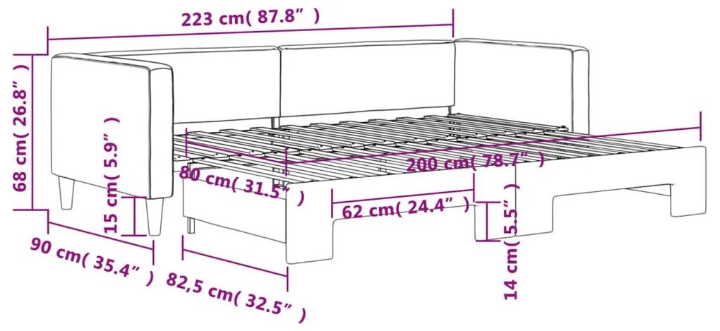 Καναπές Κρεβάτι Συρόμενος Μαύρος 80 x 200 εκ. Υφασμάτινος - Μαύρο