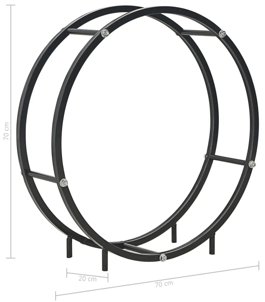vidaXL Ράφι Καυσόξυλων Μαύρο 70 x 20 x 70 εκ. Ατσάλινο