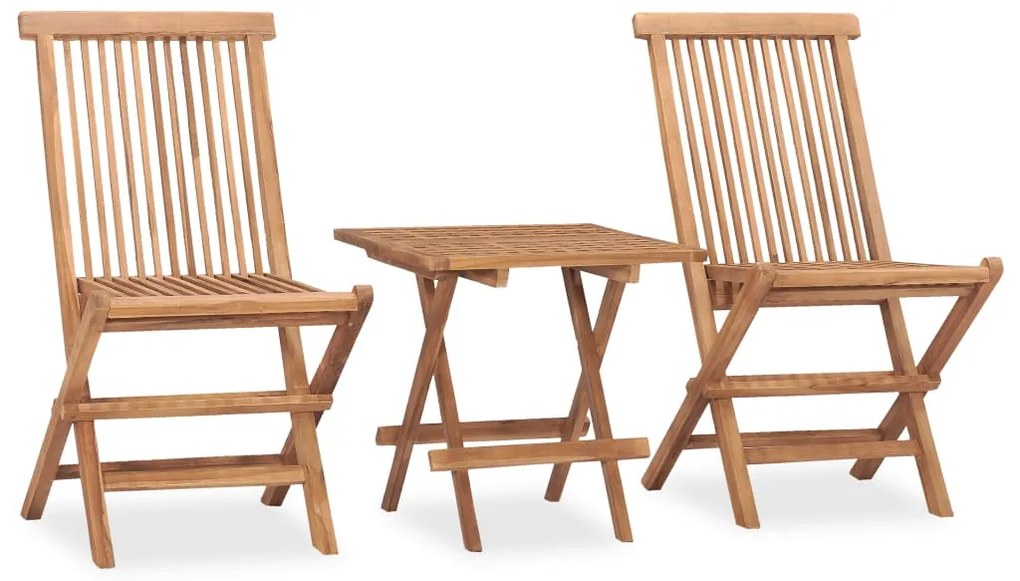 vidaXL Σετ Τραπεζαρίας Εξ. Χώρου Πτυσσόμενο 3 Τεμ. από Μασίφ Ξύλο Teak