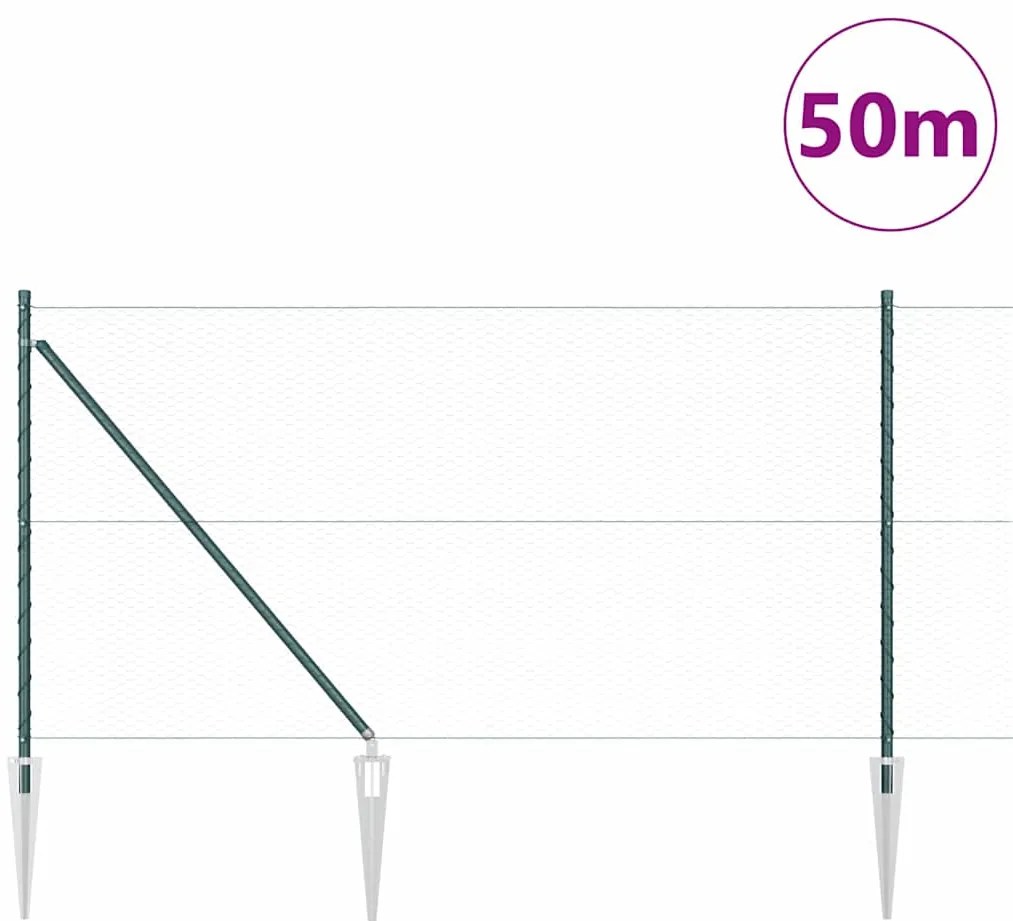 vidaXL Εξάγωνη Φράχτη Πράσινη 1 x 50 μ Χάλυβας