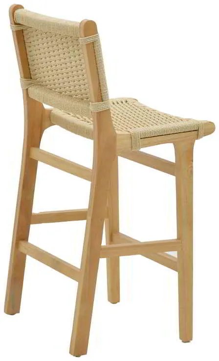 Σκαμπό μπαρ Julien pakoworld rubberwood φυσικό-έδρα φυσικό σχοινί 45x46x95εκ