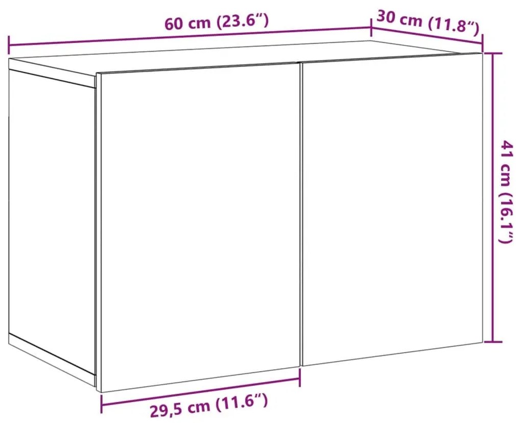 Ντουλάπι Τοίχου Τηλεόρασης Παλαιό Ξύλο 60 x 30 x 41 εκ. - Καφέ