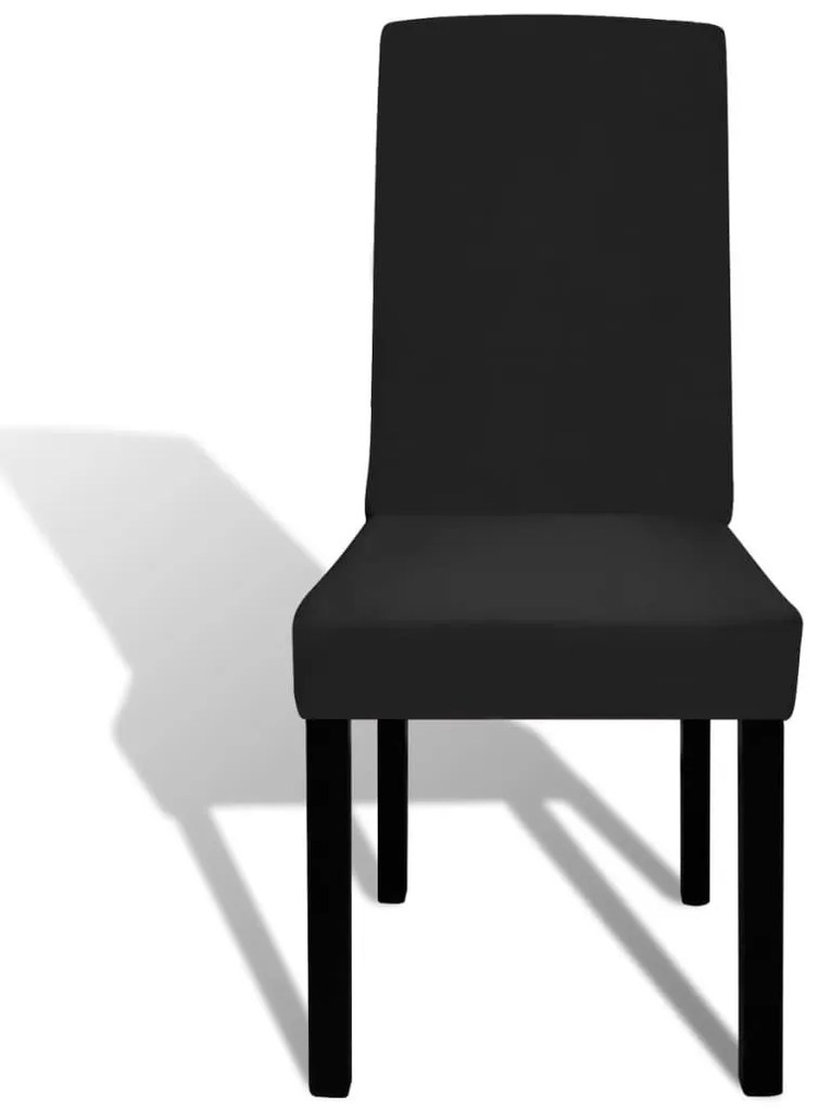 Κάλυμμα Καρέκλας Ελαστικό Ίσιο 6 τεμ. Μαύρο - Μαύρο