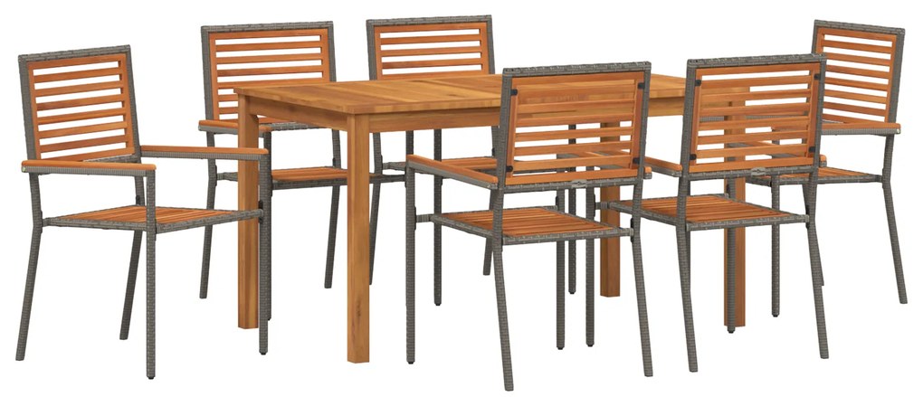 vidaXL Σερβίτσιο Κήπου 7 pcs Γκρι 140 x 80 x 74 cm Μέταλλο, ξύλο
