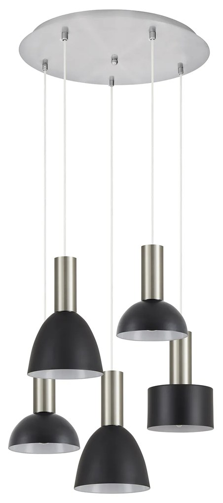 SE21-NM-4-5BL-MS123 ADEPT FLEX Nickel Matt Pendant Black Metal Shade+ HOMELIGHTING 77-8926