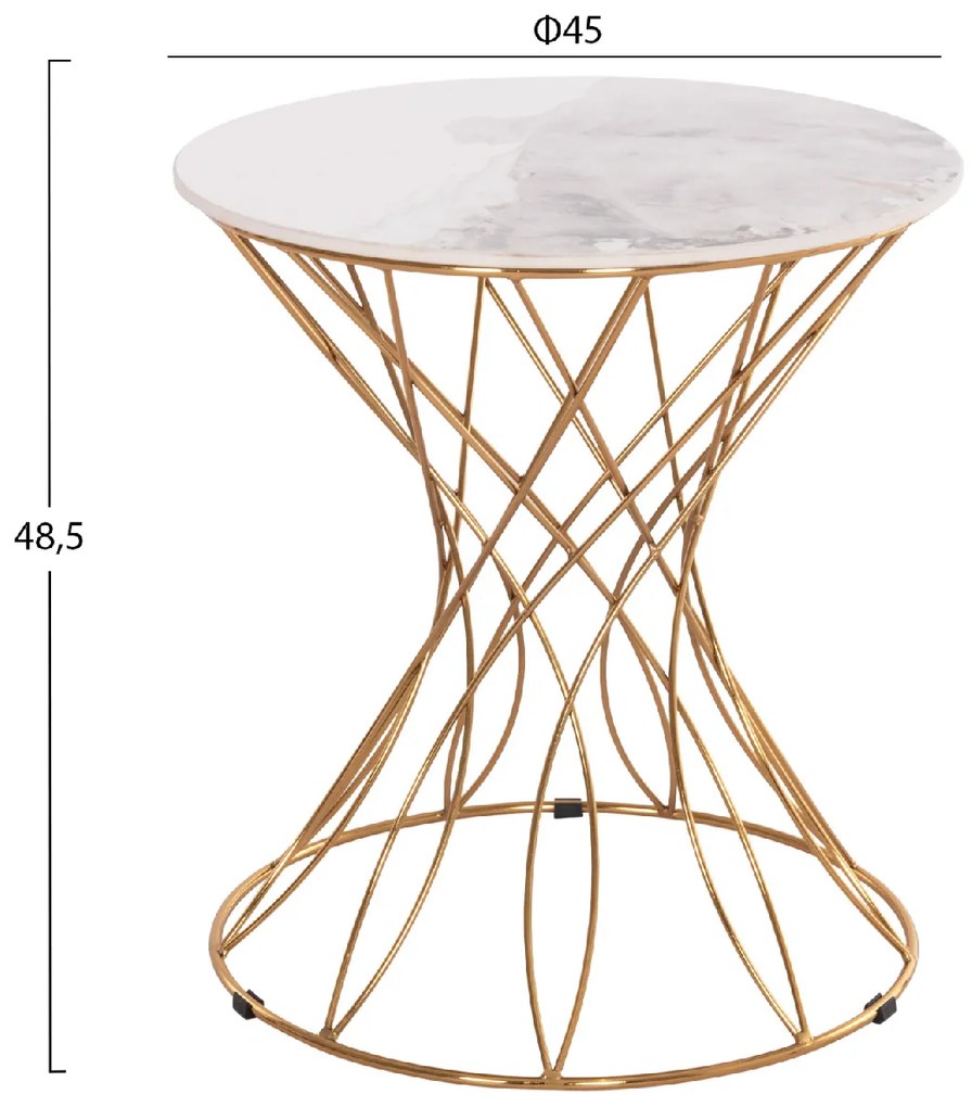 ΒΟΗΘΗΤΙΚΟ ΤΡΑΠΕΖΑΚΙ RUDY HM18037.01 ΚΕΡΑΜΙΚΟ TOP ΛΕΥΚΟ-ΜΕΤΑΛΛΟ ΧΡΥΣΟ Φ45x48,5Υεκ.