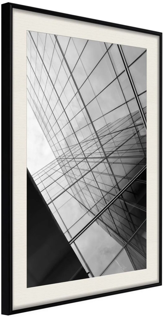 Αφίσα - Steel and Glass (Grey) - 30x45 - Μαύρο - Με πασπαρτού