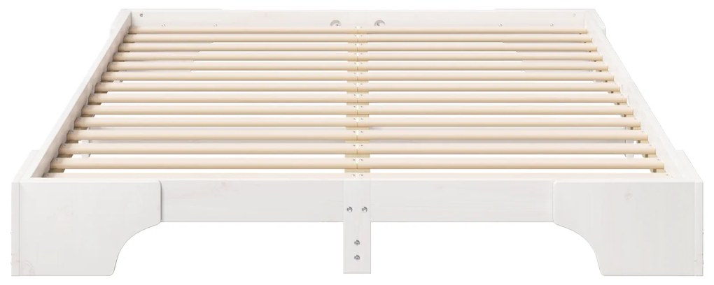 vidaXL Κρεβάτι δαπέδου με αποθήκευση Λευκό 140 x 210 εκ. ξύλο