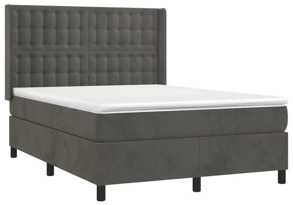 ΚΡΕΒΑΤΙ BOXSPRING ΜΕ ΣΤΡΩΜΑ ΣΚΟΥΡΟ ΓΚΡΙ 140X200 ΕΚ. ΒΕΛΟΥΔΙΝΟ 3132922