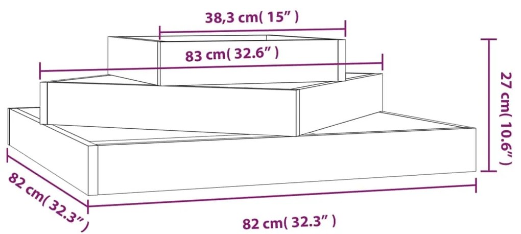 vidaXL Ζαρντινιέρα 83 x 83 x 27 εκ. από Μασίφ Ξύλο Ψευδοτσούγκας