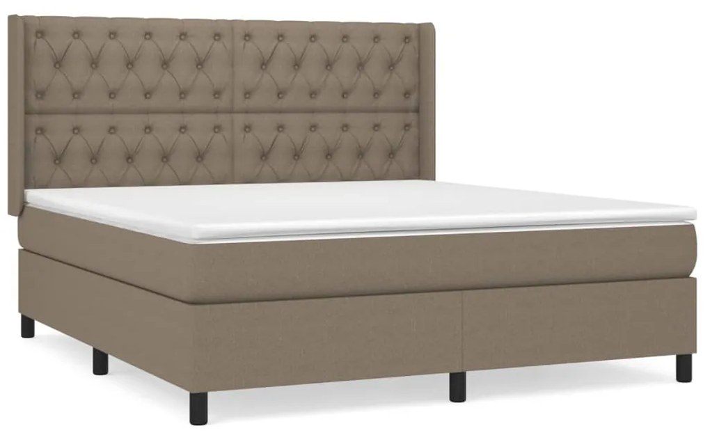 vidaXL Κρεβάτι Boxspring με Στρώμα Taupe 160x200 εκ. Υφασμάτινο