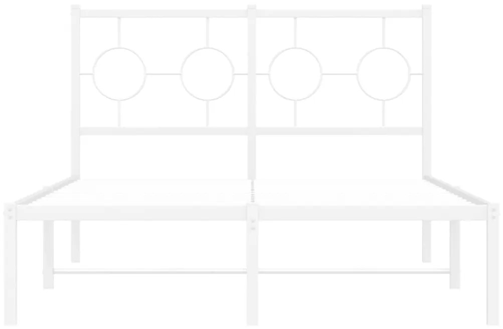 vidaXL Πλαίσιο Κρεβατιού με Κεφαλάρι Λευκό 120x190 εκ. Μεταλλικό