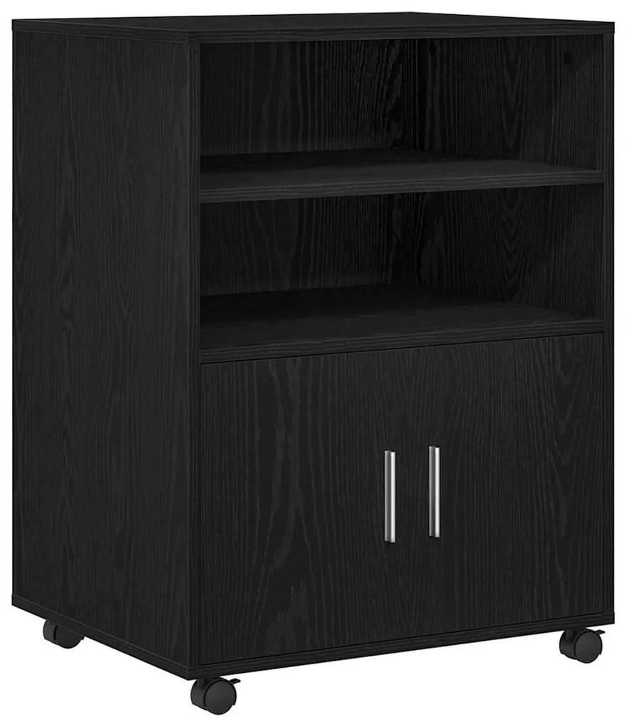 vidaXL Ντουλαπιού με ράφι με τροχούς Μαύρη Οξυά 60 x 48 x 74.5 εκ