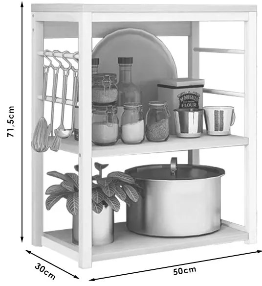 Ραφιέρα επιδαπέδια Cayde pakoworld μέταλλο λευκό-φυσικό 50x30x71,5εκ