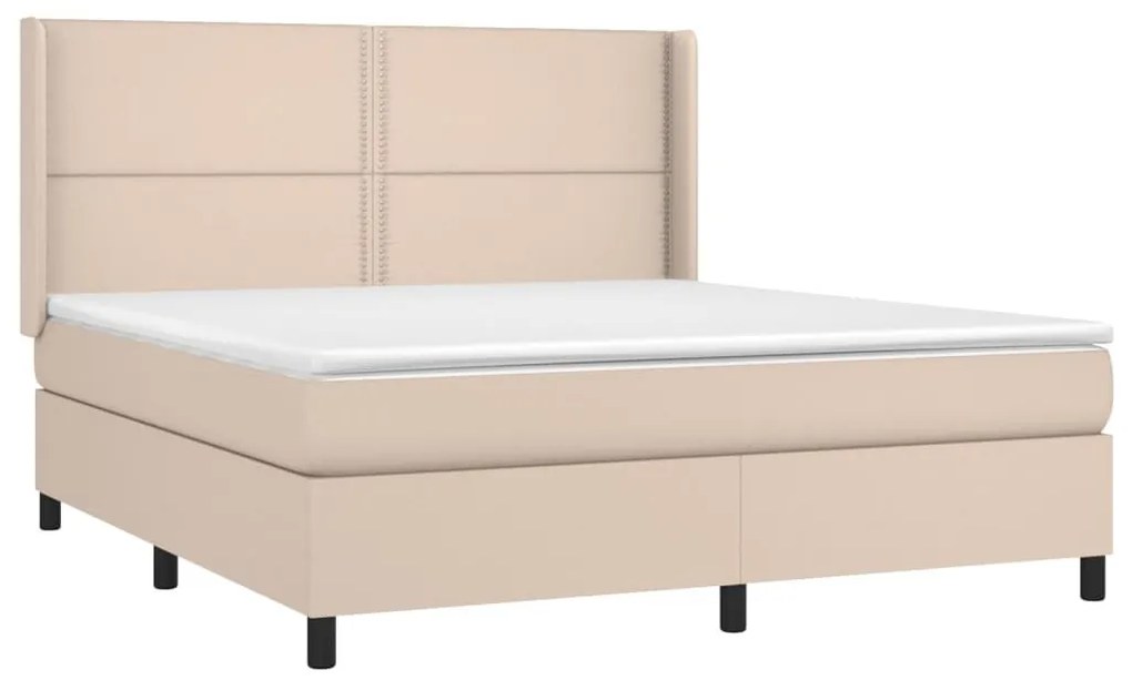 Κρεβάτι Boxspring με Στρώμα Καπουτσίνο 160x200εκ.από Συνθ.Δέρμα - Καφέ