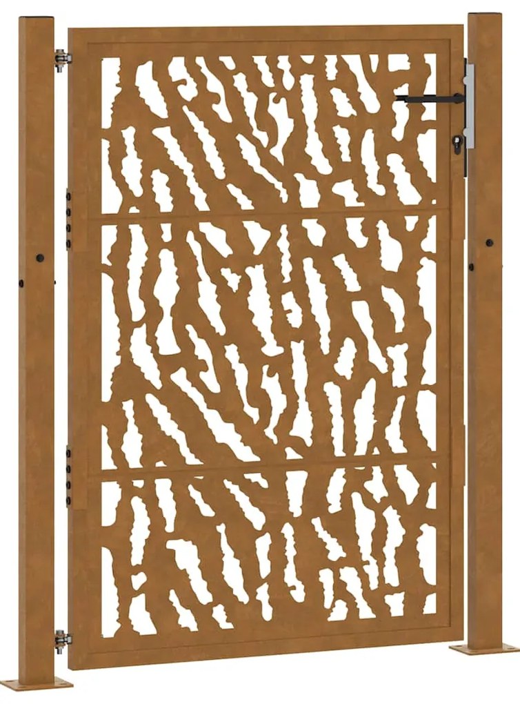 vidaXL Πύλη κήπου 105x130 cm από διαβρωμένο χάλυβα με σχεδιασμό ίχνους