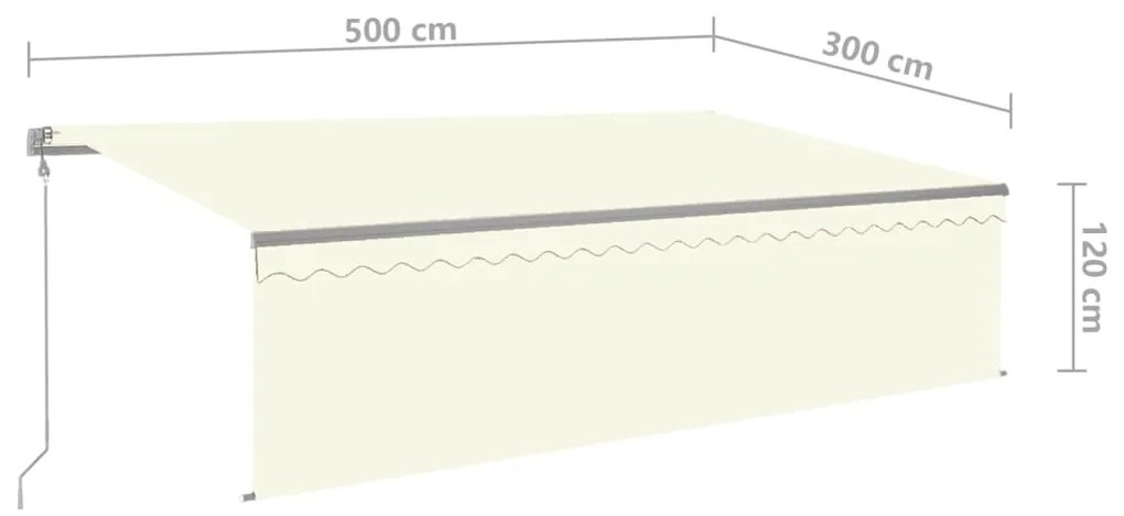 Τέντα Συρόμενη Αυτόματη με Σκίαστρο Κρεμ 5 x 3 μ. - Κρεμ