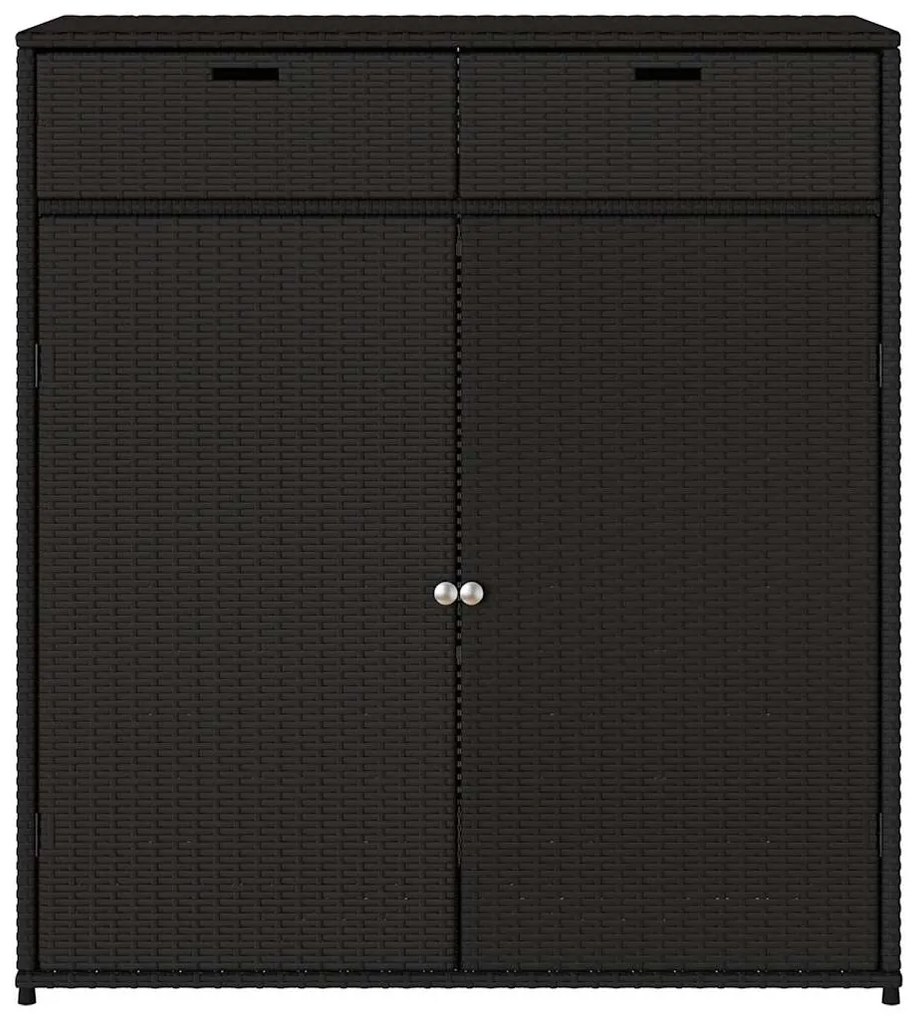 vidaXL Ντουλάπι Αποθήκευσης Κήπου Μαύρο 105x55x113 εκ. από Συνθ. Ρατάν