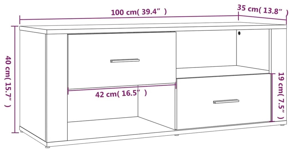 Έπιπλο Τηλεόρασης Γκρι Sonoma 100x35x40 εκ. από Επεξεργ. Ξύλο - Γκρι